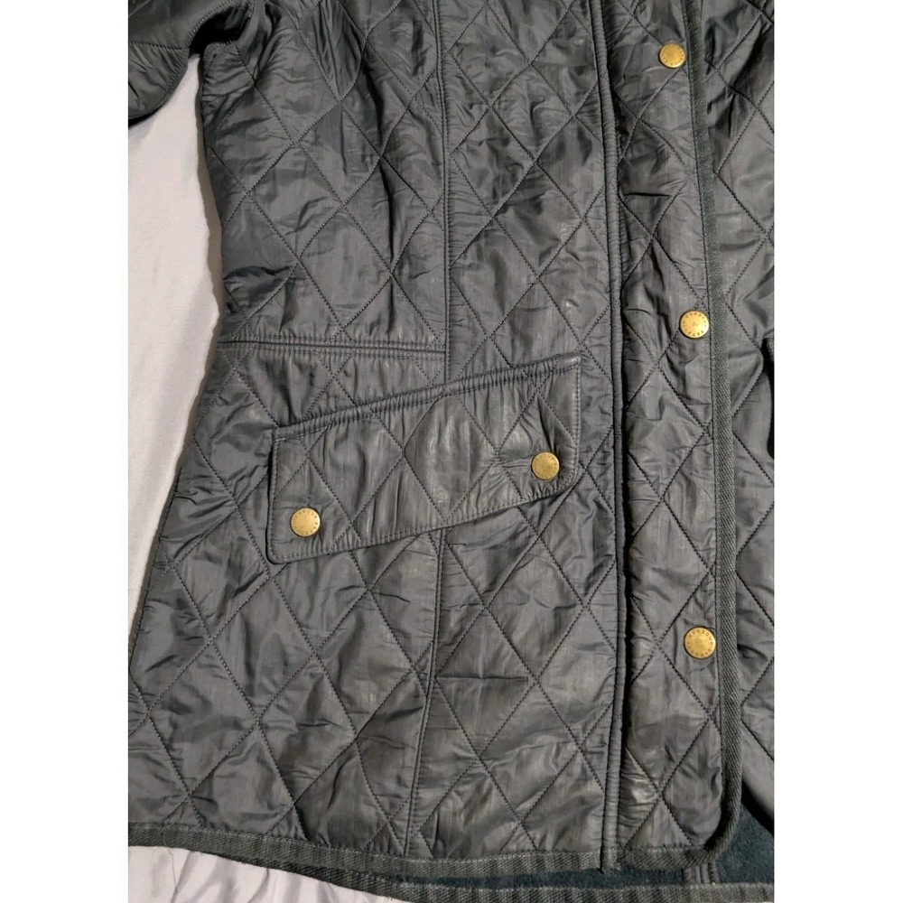 Barbour Quilted Jacket Womens US 10 Gray Fleece Lined Snap Zip Coat UK 14 - Picture 8 of 10
